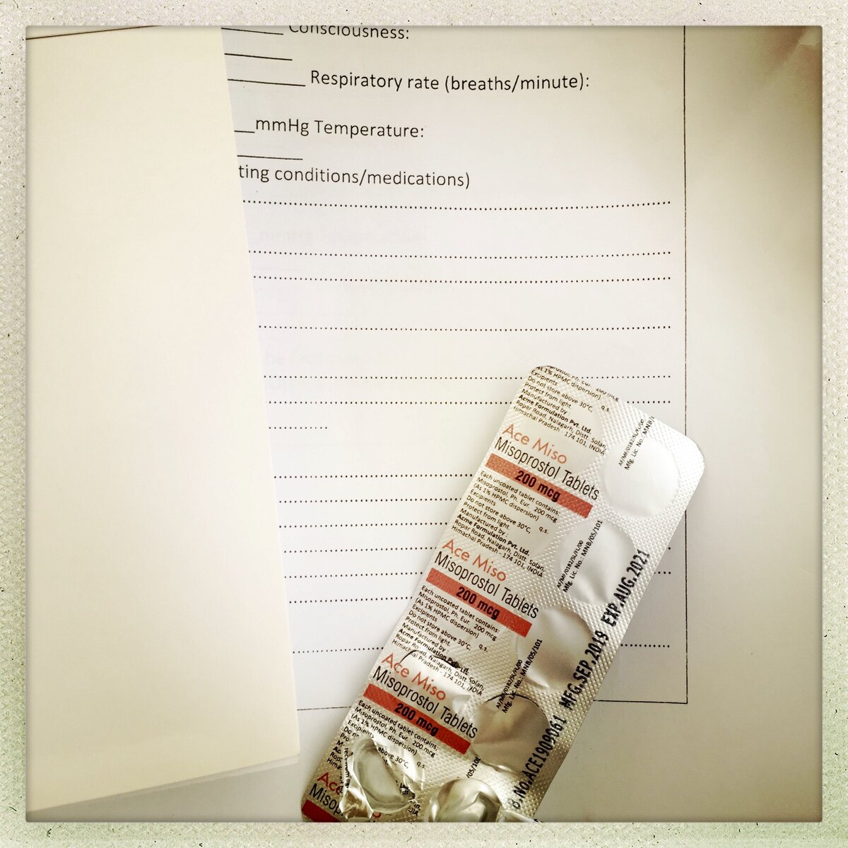 Misoprostol tablet for medication abortion, MSF training session. Photo: © Nelly Staderini