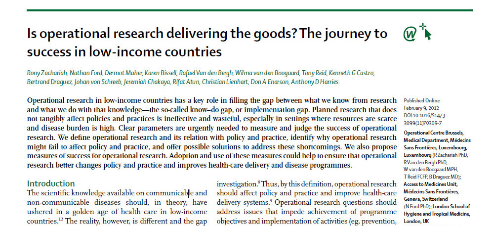 Is operational research delivering the goods? The journey to success in low-income countries