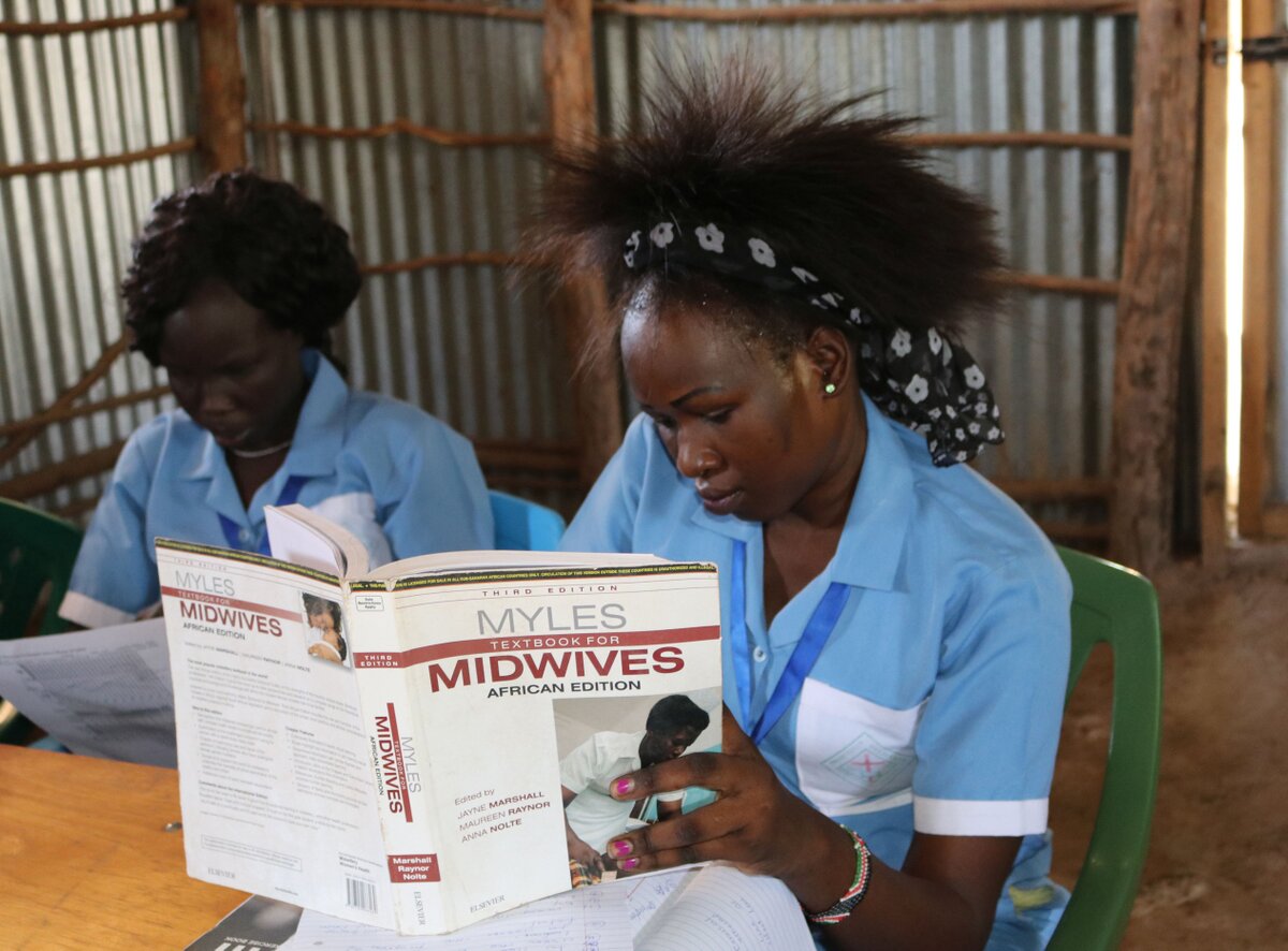 A trainee midwife during her classes, Lokichoggio. Photo: © Silvano Yokwe/Mission 21<br>