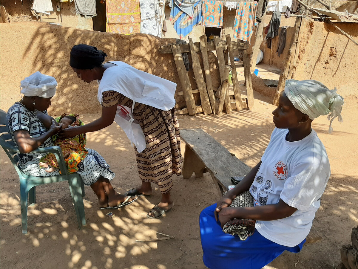 Mothers' Club visiting postnatal mother and breast positioning. Photo: © GRCS<br>